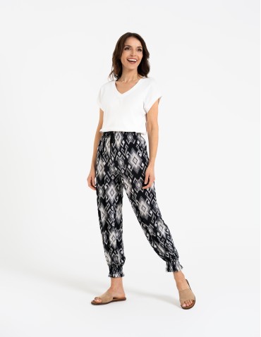 Spodnie materiałowe - Spodnie damskie alladynki z wysokim stanem WZÓR 2 - produkt 4