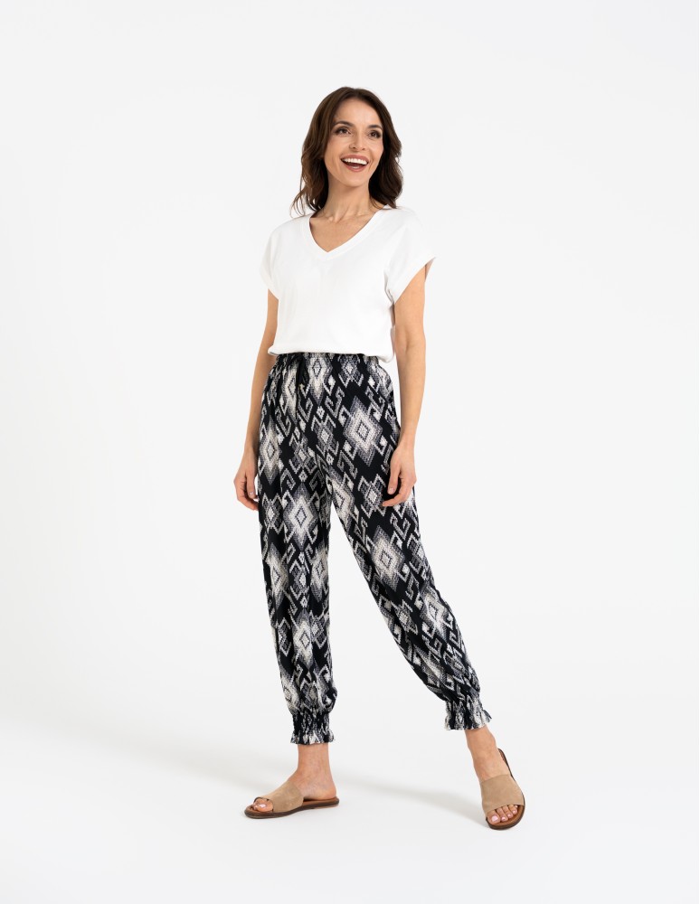 Spodnie materiałowe - Spodnie damskie alladynki z wysokim stanem WZÓR 2  - produkt moraj.pl 4