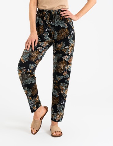 Spodnie materiałowe - Spodnie damskie z wysokim stanem o luźniejszym kroju WZÓR 1 - produkt 4