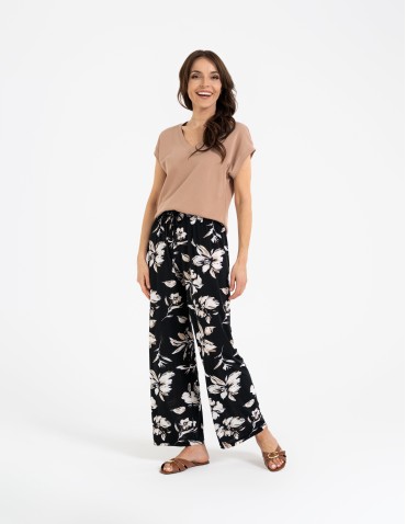 Spodnie damskie z wysokim stanem lekkie przewiewne z elastyczną gumką