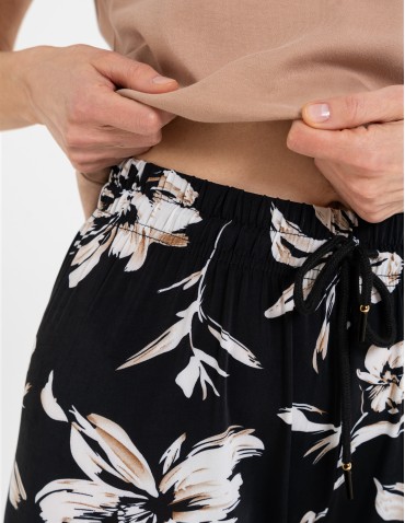 Spodnie materiałowe - Spodnie damskie z wysokim stanem lekkie przewiewne z elastyczną gumką WZÓR 2 - produkt 8