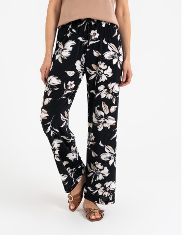 Spodnie materiałowe - Spodnie damskie z wysokim stanem lekkie przewiewne z elastyczną gumką WZÓR 2 - produkt 6