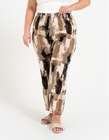 Spodnie materiałowe - Spodnie damskie z wysokim stanem lekkie przewiewne z elastyczną gumką WZÓR 1 - produkt 2