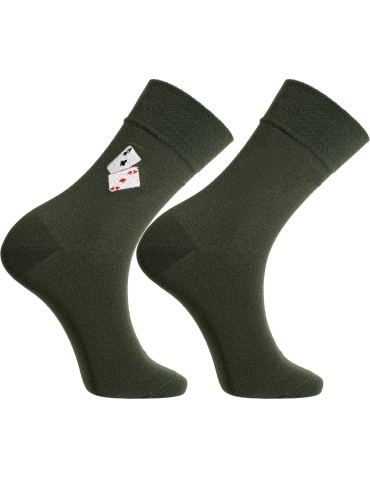 Skarpetki długie - Skarpety męskie długie bawełniane z motywem kart i kostek do gry 3-pak WIELOKOLOROWY - produkt 3