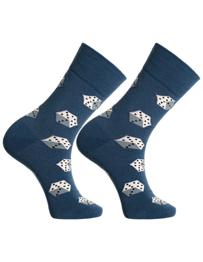 Skarpetki długie - Skarpety męskie długie bawełniane z motywem kart i kostek do gry 3-pak WIELOKOLOROWY  - produkt moraj.pl 4