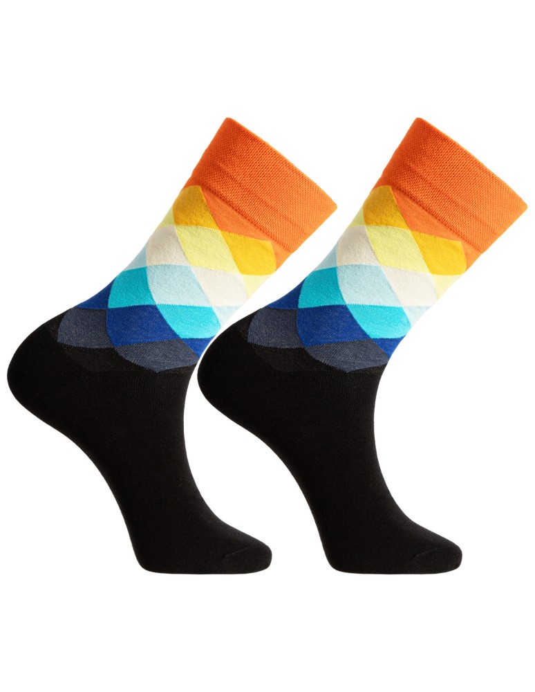 Skarpetki długie - Skarpety męskie długie garniturowe bawełniane w geometryczne wzory 5-pak WIELOKOLOROWY  - produkt moraj.pl 3