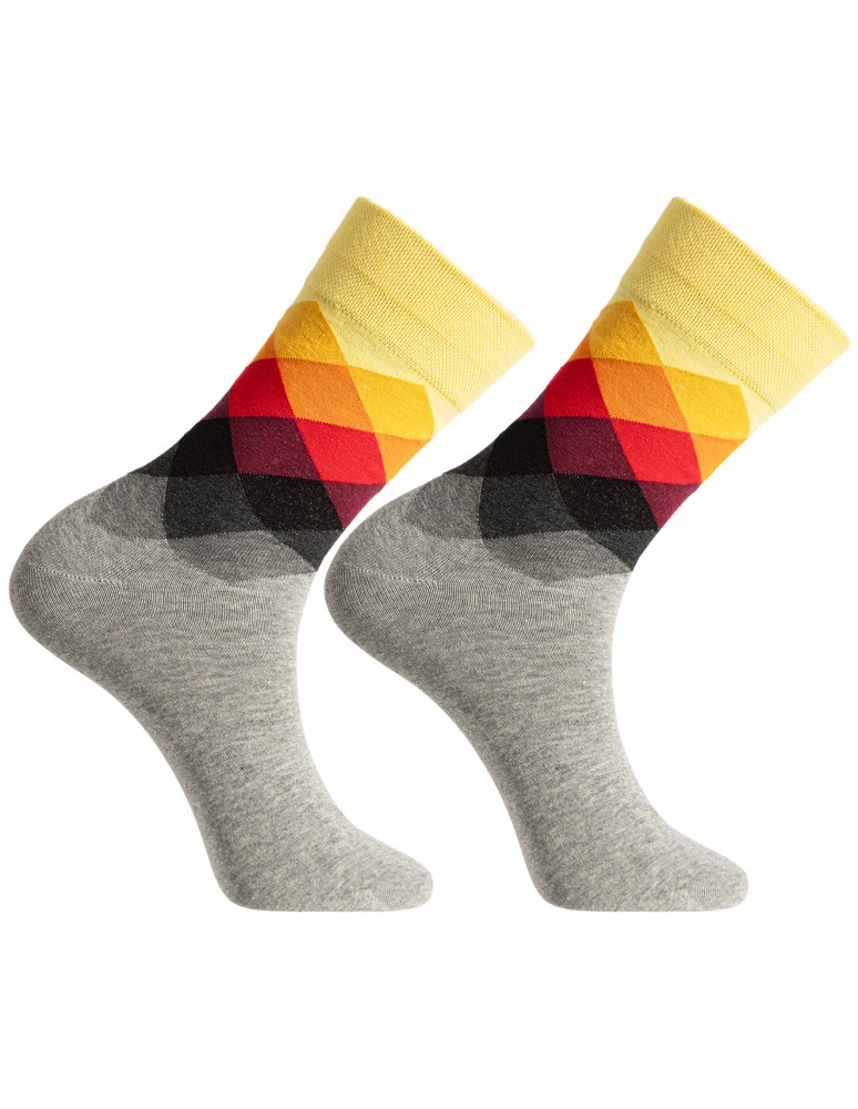 Skarpetki długie - Skarpety męskie długie garniturowe bawełniane w geometryczne wzory 5-pak WIELOKOLOROWY  - produkt moraj.pl 4