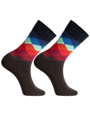 Skarpetki długie - Skarpety męskie długie garniturowe bawełniane w geometryczne wzory 5-pak WIELOKOLOROWY - produkt 5