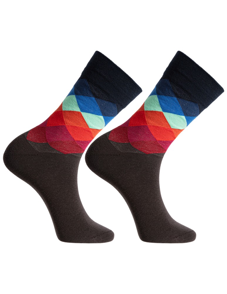 Skarpetki długie - Skarpety męskie długie garniturowe bawełniane w geometryczne wzory 5-pak WIELOKOLOROWY  - produkt moraj.pl 5