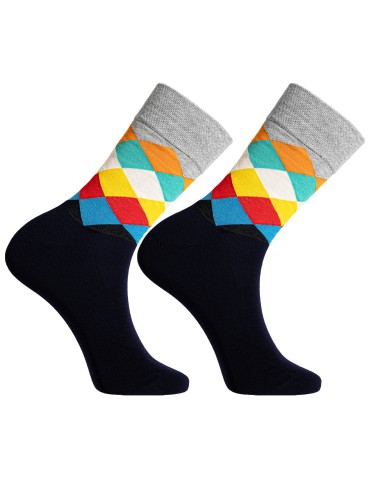 Skarpetki długie - Skarpety męskie długie garniturowe bawełniane w geometryczne wzory 5-pak WIELOKOLOROWY - produkt 6