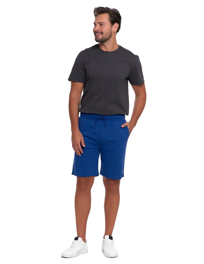 Szorty męskie - Szorty męskie bawełniane spodenki dresowe klasyczne krótkie GRANATOWY  - produkt moraj.pl 3