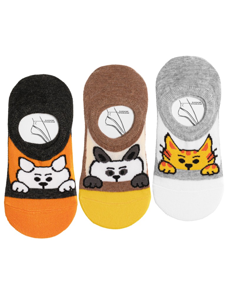 Niskie stopki - Skarpetki dziecięce niskie stopki bawełniane w zabawne zwierzątka 3-pak WIELOKOLOROWY - produkt moraj.pl 1