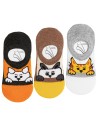 Skarpetki dziecięce niskie stopki bawełniane w zabawne zwierzątka 3-pak WIELOKOLOROWY