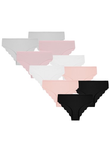 Majtki damskie figi bikini bawełniane laserowo cięte z efektownym tyłem 10-pak