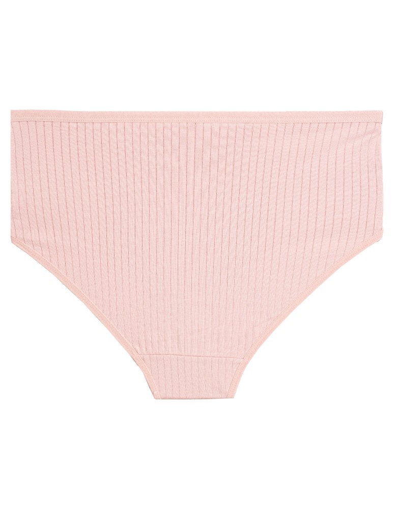 Majtki z wysokim stanem - Majtki damskie figi maxi bikini bawełniane prążkowane z ozdobną koronką 6-pak WIELOKOLOROWY  - produkt moraj.pl 3