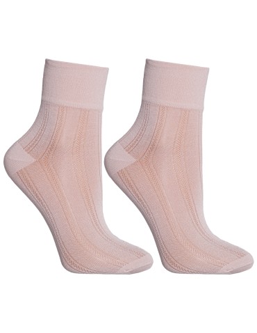 Skarpetki damskie wiskozowe do kostki z ażurowym akcentem 10-pak - WIELOKOLOROWY  - produkt 2