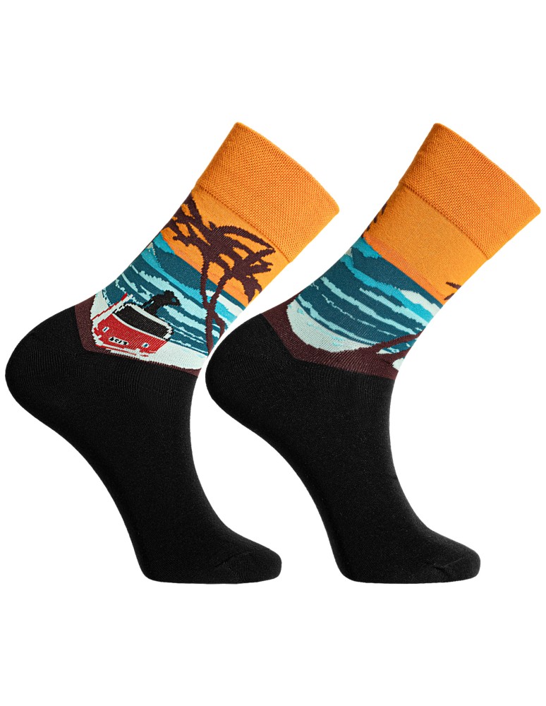 Skarpetki długie - Skarpetki męskie bawełniane długie kolorowe z motywem podróżniczym 10-pak WIELOKOLOROWY  - produkt moraj.pl 3