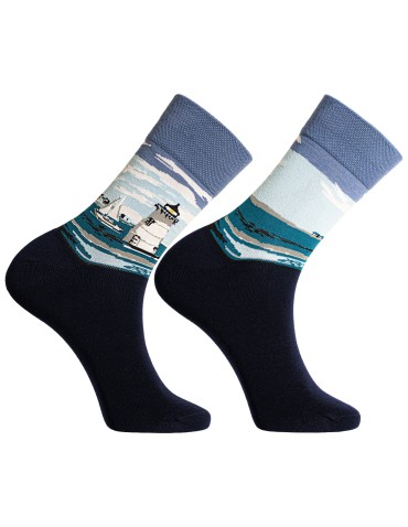 Skarpetki długie - Skarpetki męskie bawełniane długie kolorowe z motywem podróżniczym 10-pak WIELOKOLOROWY - produkt 5