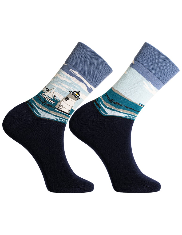 Skarpetki długie - Skarpetki męskie bawełniane długie kolorowe z motywem podróżniczym 10-pak WIELOKOLOROWY  - produkt moraj.pl 5