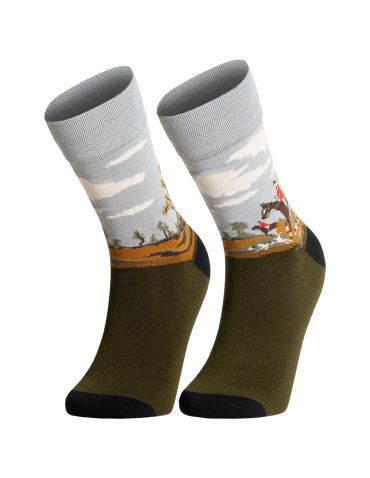 Skarpetki długie - Skarpetki męskie bawełniane długie kolorowe z motywem podróżniczym 10-pak WIELOKOLOROWY - produkt 10