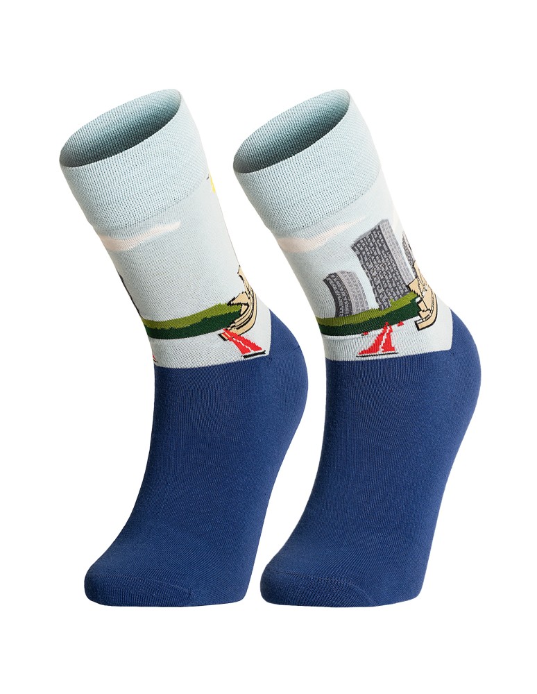 Skarpetki długie - Skarpetki męskie bawełniane długie kolorowe z motywem podróżniczym 10-pak WIELOKOLOROWY  - produkt moraj.pl 12