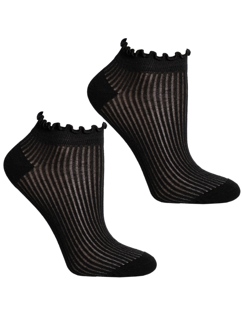 Stopki klasyczne - Skarpetki damskie prążkowane stopki bawełniane z falowanym ściągaczem 10-pak WIELOKOLOROWY  - produkt moraj.pl 5