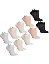Skarpetki damskie prążkowane stopki bawełniane z falowanym ściągaczem 10-pak WIELOKOLOROWY