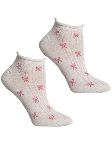 Stopki klasyczne - Skarpetki damskie stopki bawełniane z motywem kokardek i falbanką 10-pak WIELOKOLOROWY - produkt 3