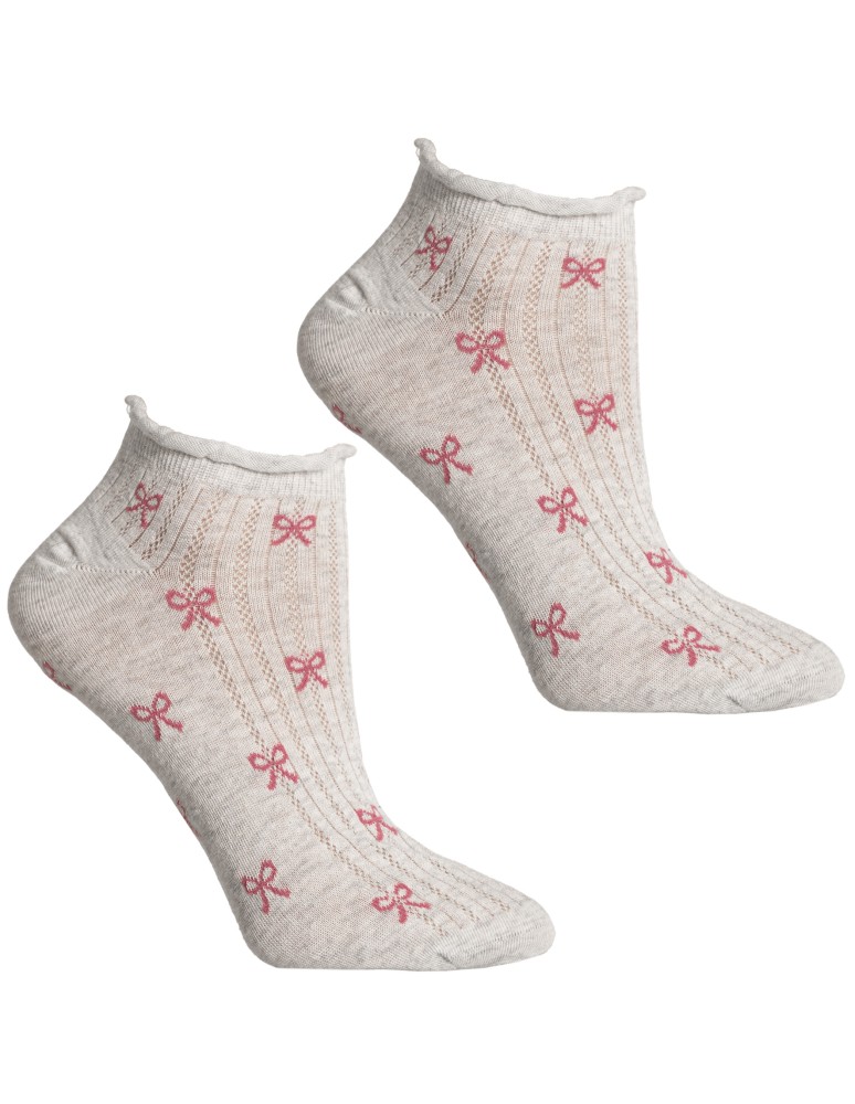 Stopki klasyczne - Skarpetki damskie stopki bawełniane z motywem kokardek i falbanką 10-pak WIELOKOLOROWY  - produkt moraj.pl 3