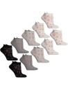 Skarpetki damskie stopki bawełniane z motywem kokardek i falbanką 10-pak WIELOKOLOROWY