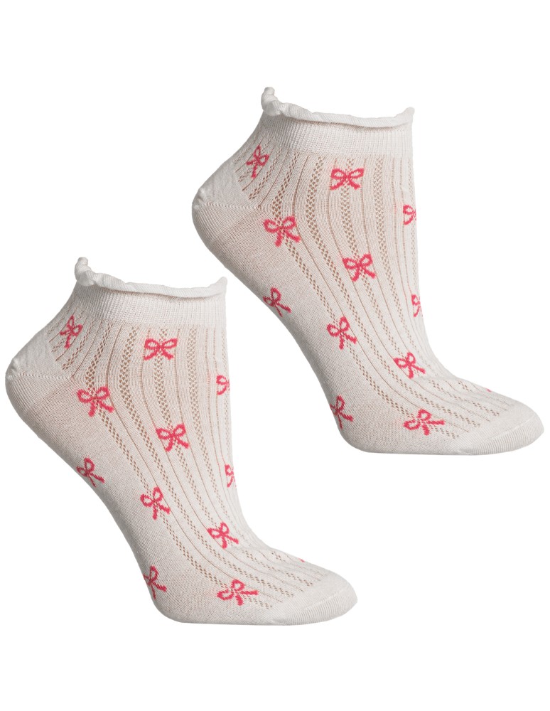 Stopki klasyczne - Skarpetki damskie stopki bawełniane z motywem kokardek i falbanką 10-pak WIELOKOLOROWY  - produkt moraj.pl 4