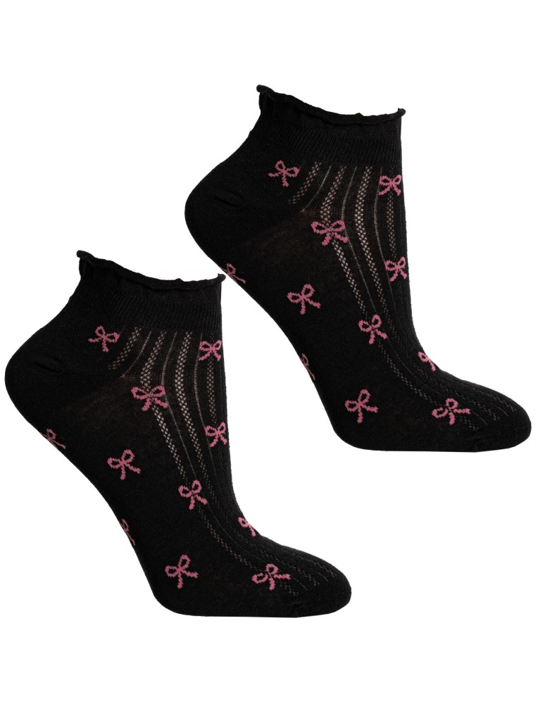 Stopki klasyczne - Skarpetki damskie stopki bawełniane z motywem kokardek i falbanką 10-pak WIELOKOLOROWY  - produkt moraj.pl 5