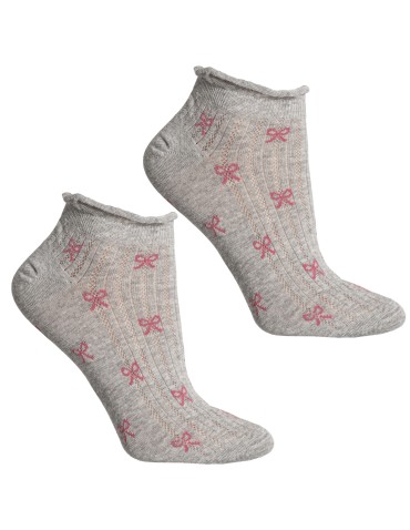 Stopki klasyczne - Skarpetki damskie stopki bawełniane z motywem kokardek i falbanką 10-pak WIELOKOLOROWY - produkt 7