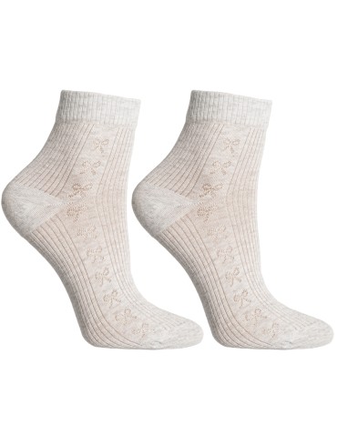 Skarpetki długie - Skarpetki damskie bawełniane do kostki prążkowane ze wzorem kokardek 10-pak WIELOKOLOROWY - produkt 3