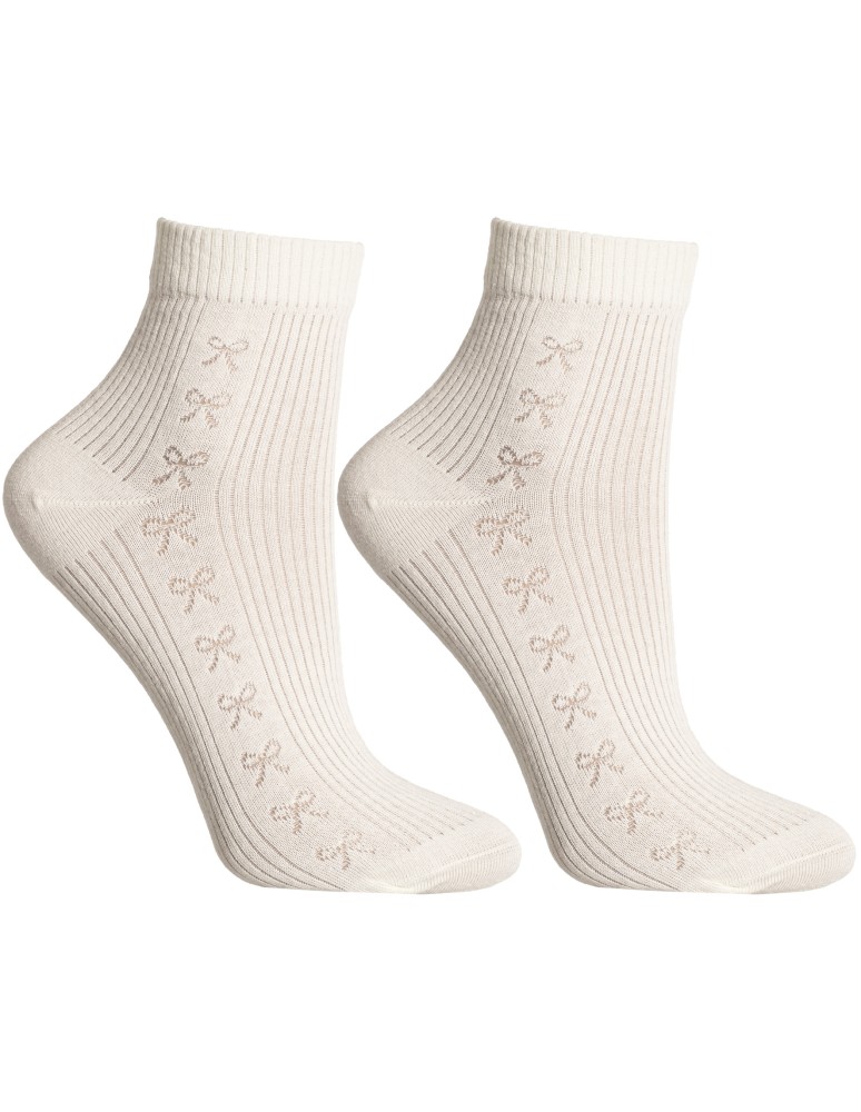 Skarpetki długie - Skarpetki damskie bawełniane do kostki prążkowane ze wzorem kokardek 10-pak WIELOKOLOROWY  - produkt moraj.pl 5