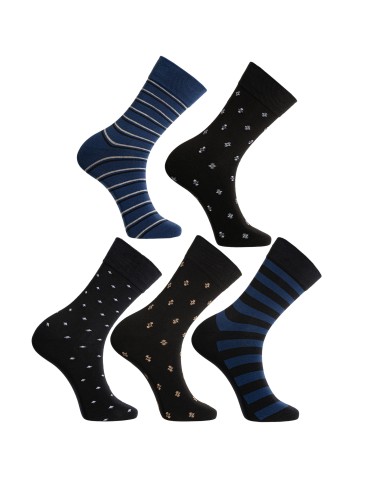 Skarpety męskie garniturowe eleganckie bawełniane w różne wzory 10-pak - WIELOKOLOROWY  - produkt 2