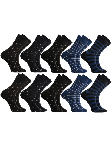 Skarpety męskie garniturowe eleganckie bawełniane w różne wzory 10-pak - WIELOKOLOROWY