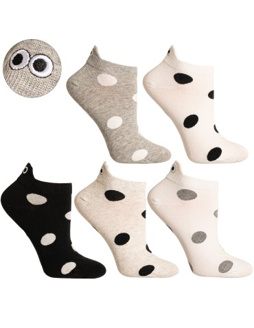 Stopki klasyczne - Stopki damskie bawełniane skarpetki w grochy z ozdobną zapiętką 10-pak WIELOKOLOROWY - produkt 8