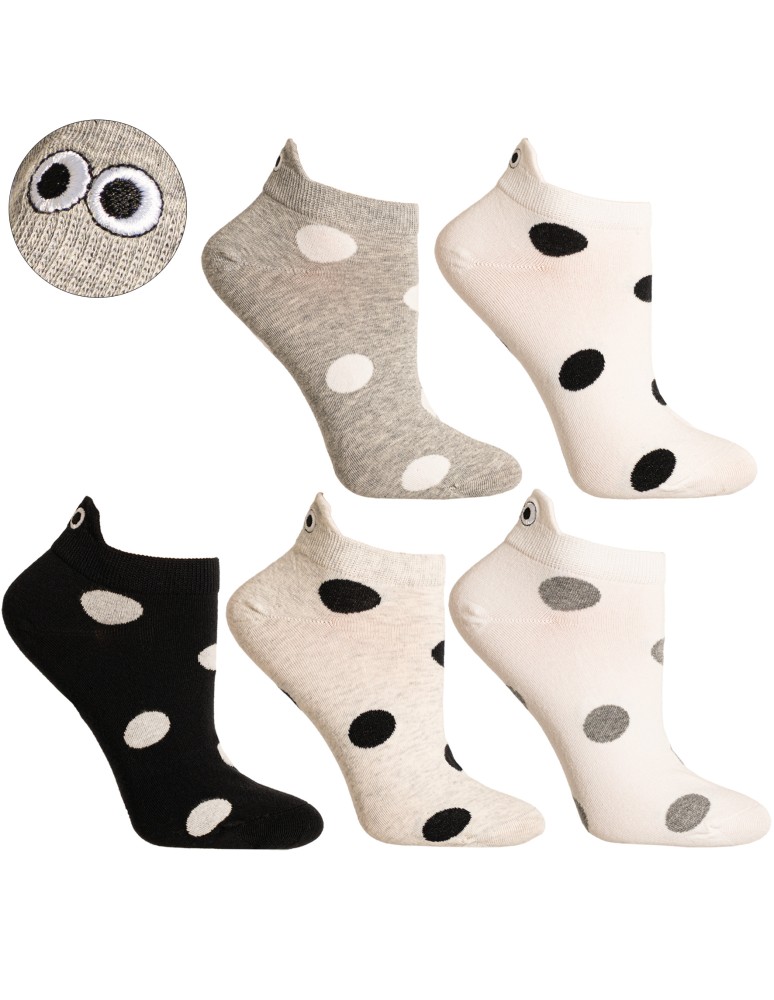 Stopki klasyczne - Stopki damskie bawełniane skarpetki w grochy z ozdobną zapiętką 10-pak WIELOKOLOROWY  - produkt moraj.pl 8