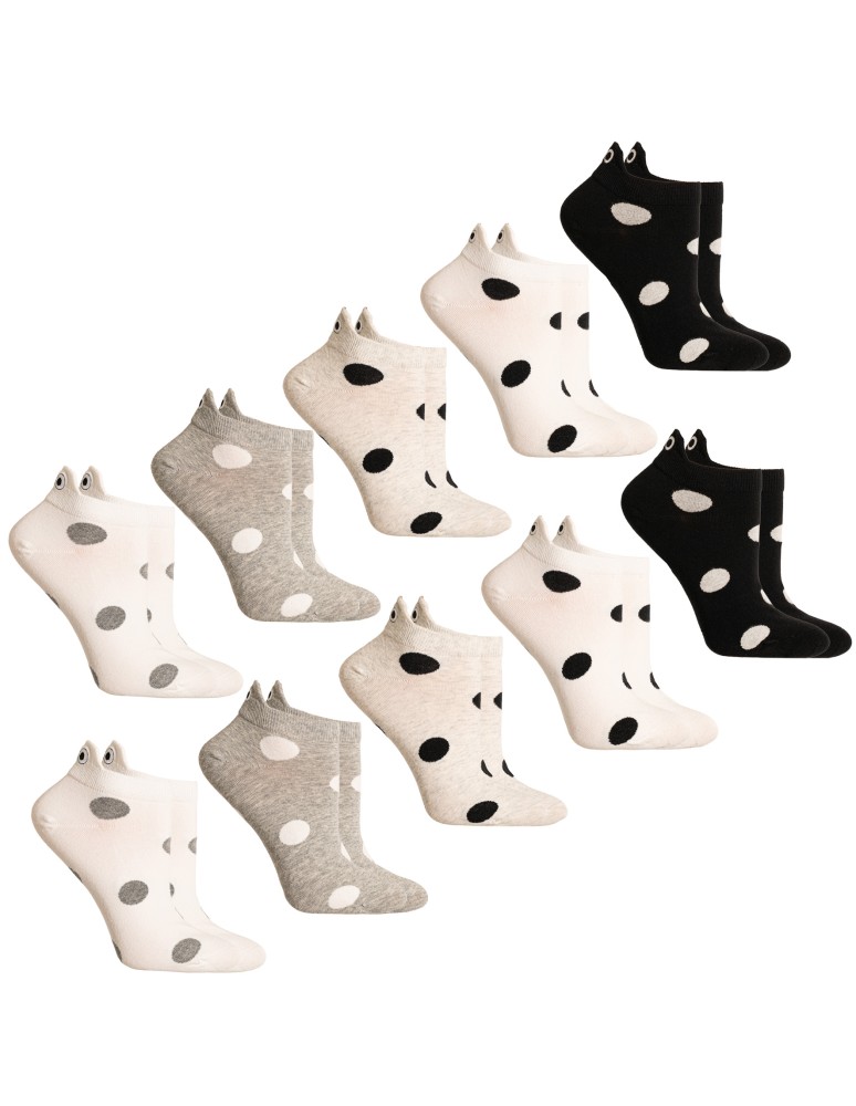 Stopki klasyczne - Stopki damskie bawełniane skarpetki w grochy z ozdobną zapiętką 10-pak WIELOKOLOROWY - produkt moraj.pl 1