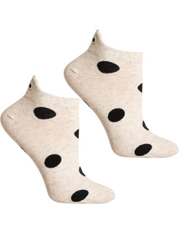 Stopki damskie bawełniane skarpetki w grochy z ozdobną zapiętką 10-pak - WIELOKOLOROWY  - produkt 2