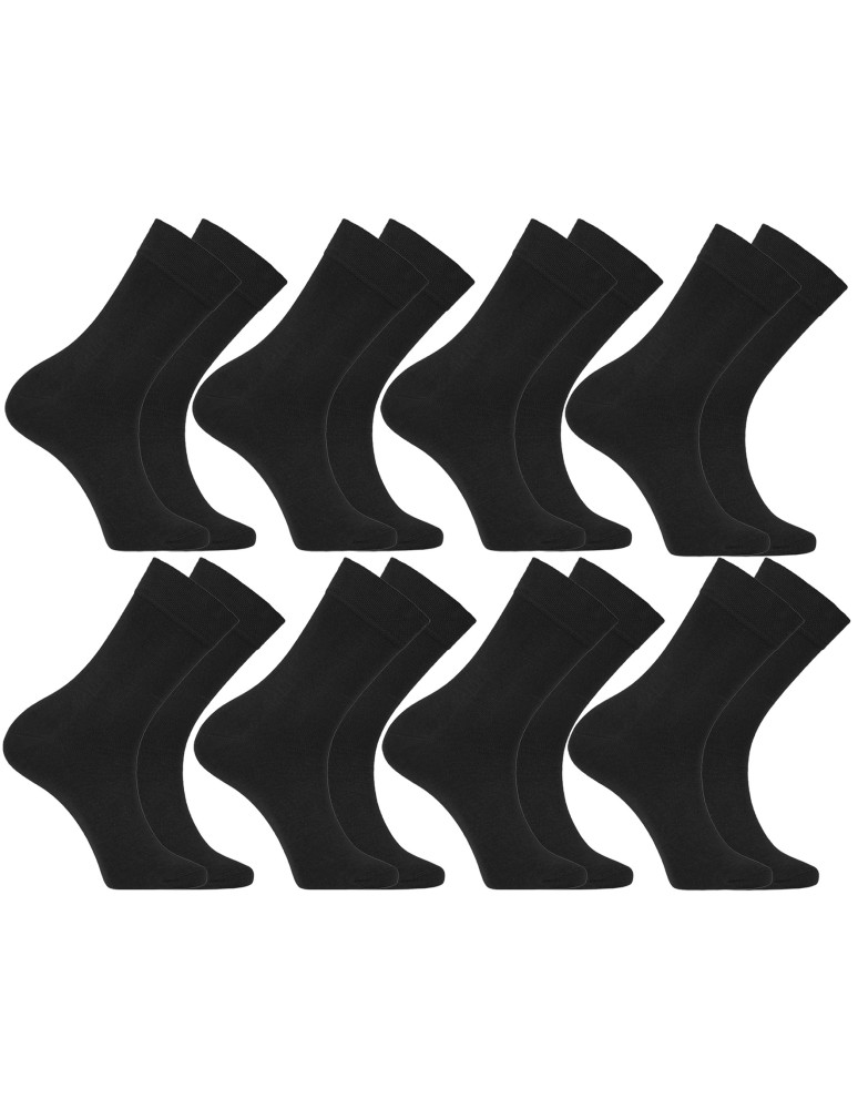 Skarpetki długie - Skarpety męskie garniturowe bawełniane gładkie bezuciskowe 8-pak CZARNY - produkt moraj.pl 1