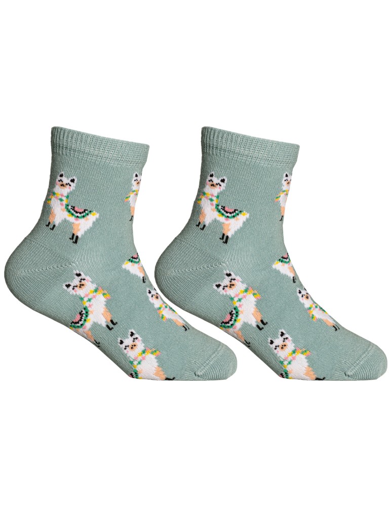 Długie - Skarpetki dziewczęce bawełniane kolorowe w lamy 4-pak WIELOKOLOROWY  - produkt moraj.pl 2