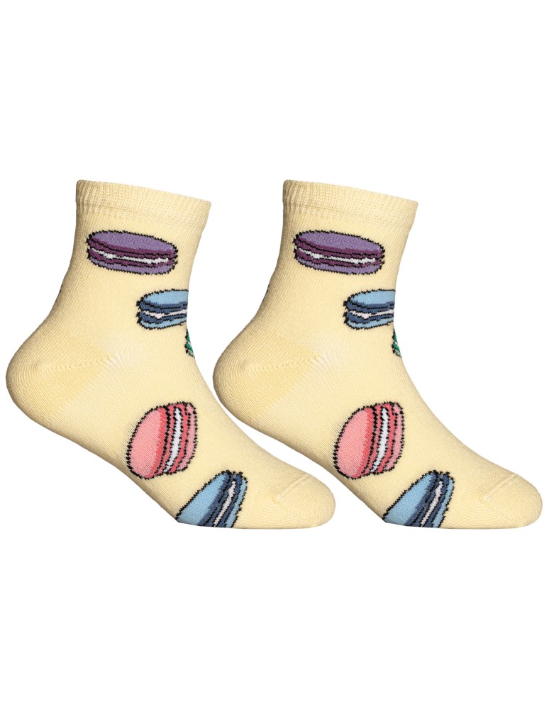 Długie - Skarpetki bawełniane dziewczęce z motywem słodkich makaroników 4-pak WIELOKOLOROWY  - produkt moraj.pl 2