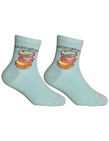 Długie - Skarpetki bawełniane dziewczęce z motywem słodkich makaroników 4-pak WIELOKOLOROWY - produkt 3