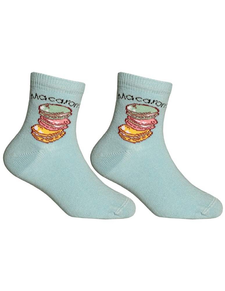 Długie - Skarpetki bawełniane dziewczęce z motywem słodkich makaroników 4-pak WIELOKOLOROWY  - produkt moraj.pl 3