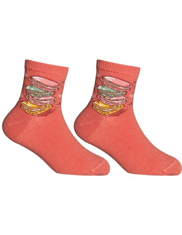 Długie - Skarpetki bawełniane dziewczęce z motywem słodkich makaroników 4-pak WIELOKOLOROWY - produkt 4