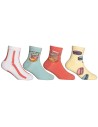 Skarpetki bawełniane dziewczęce z motywem słodkich makaroników 4-pak WIELOKOLOROWY