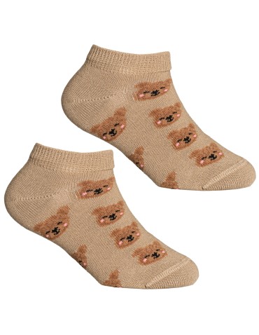 Stopki - Skarpetki dziewczęce bawełniane z motywem misia i wisienek 3-pak WIELOKOLOROWY - produkt 3