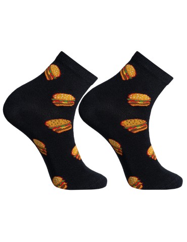 Skarpetki za kostkę - Skarpetki męskie bawełniane wzorzyste kolorowe z motywem Fast Food 3-pak WIELOKOLOROWY - produkt 3